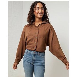 UpWest Hemp Blend Dolman Sleeve Fleece Lined Snap Hoodie Sz S NWT w Defects